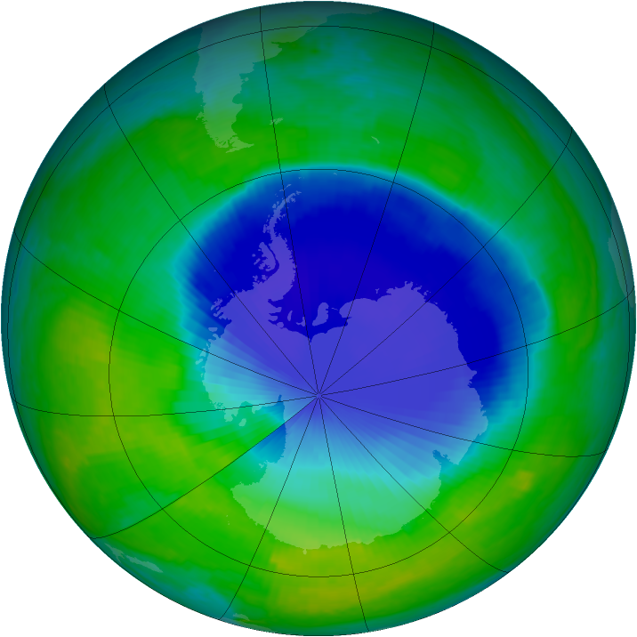 Antarctic ozone map for 03 December 1999
